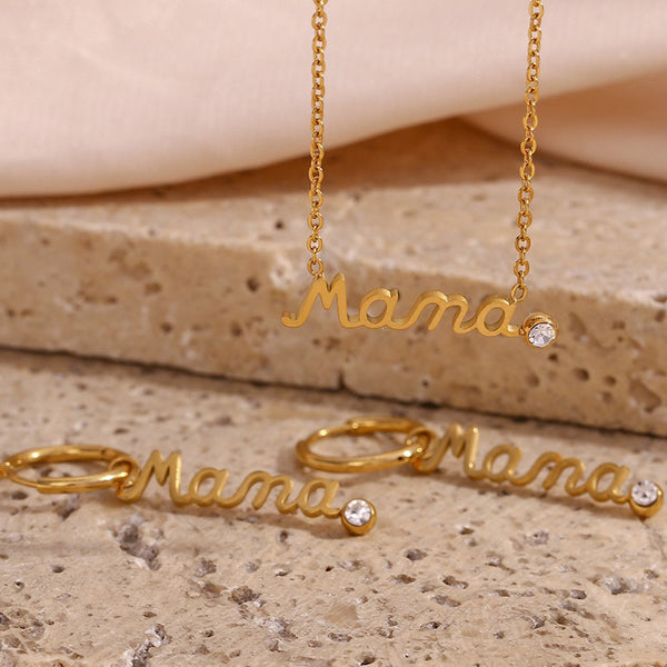 Minimalist Letter Number Text Stainless Steel 18K Gold Plated Necklaces