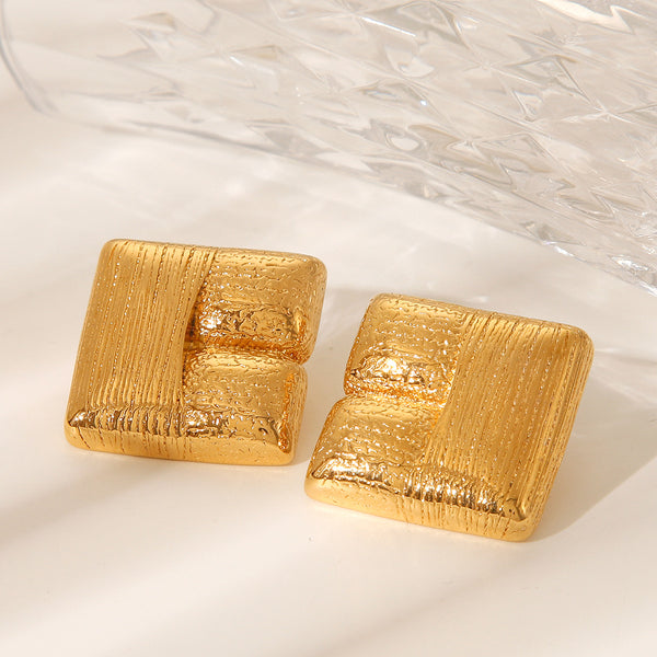 IG Style Square Geometric Stainless Steel Electroplating Earrings