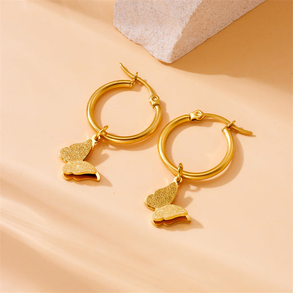 Fashion Butterfly Stainless Steel Electroplating Earrings