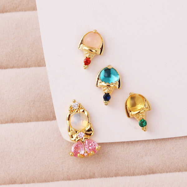 Cartoon Cartoon Zircon Zircon Inlay Earrings