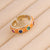 Women Retro Vintage Metal Flower Copper Oil Dripping Rings