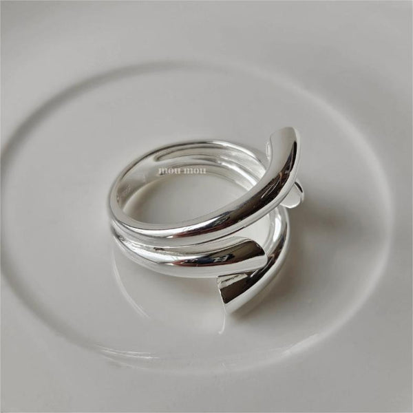 925 Sterling Silver Women Korean Bowknot Silver Electroplating Rings