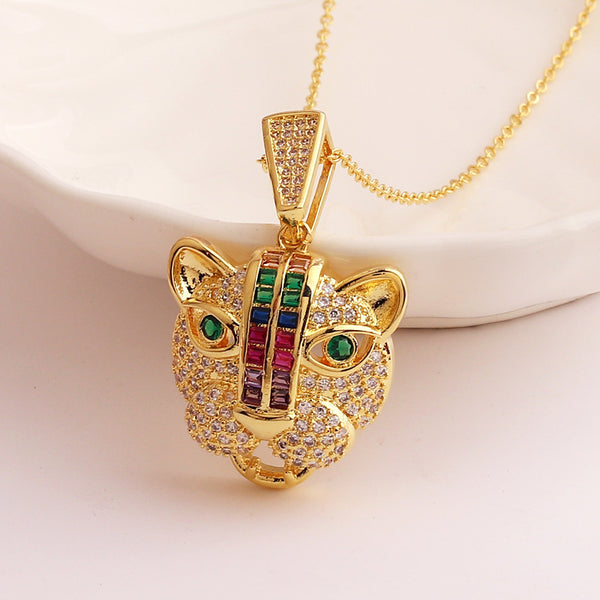 Unisex Punk Animal Chinese Zodiac Animal Zircon Gold Plating Necklaces