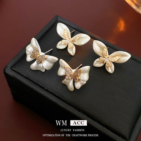 Luxurious Butterfly Bowknot Chinese Zodiac Animal Copper Zircon Inlay Earrings