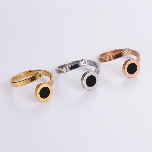 Moderate Luxury Stripe Circle Round Stainless Steel Electroplating Rings