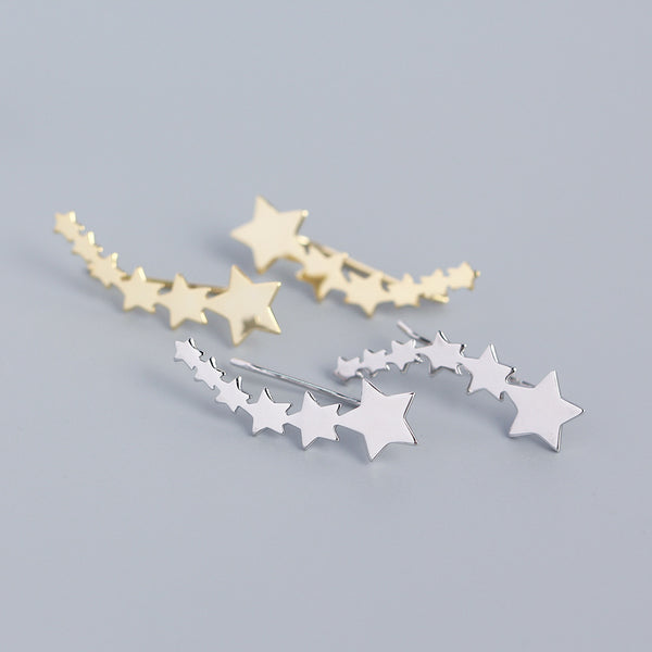 925 Sterling Silver Cute & Edgy Pentagram Star Silver Electroplating Stud Earrings