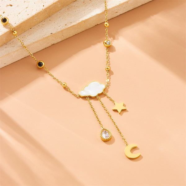 Fashion Droplet Star Moon Cloud Droplet Star Stainless Steel Electroplating Necklaces