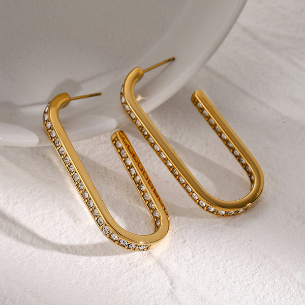 IG Style Paperclip Stainless Steel Electroplating Earrings