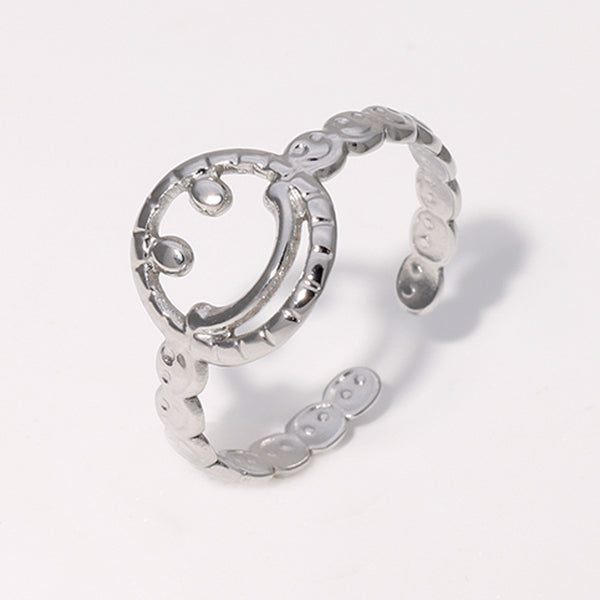 Open Ring Expressive Smile Stainless Steel Electroplating Rings