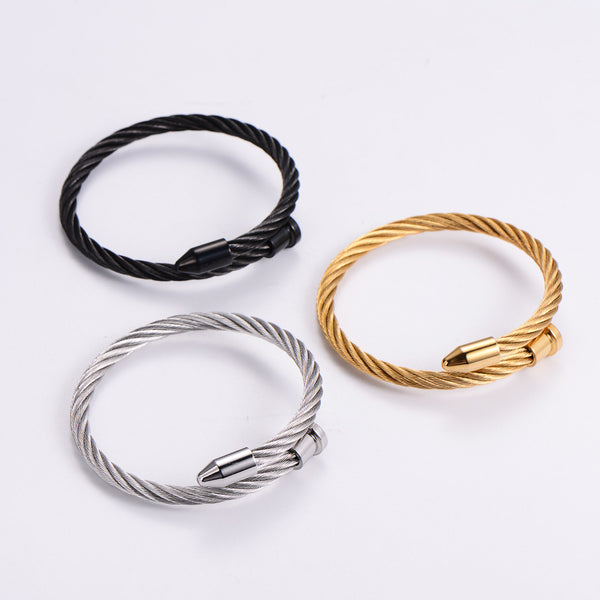 Sporty Women Metal Droplet Titanium Steel Electroplating Bangles