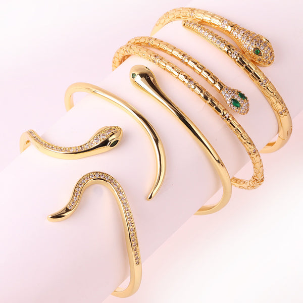 Minimalist Snake Snake Zircon Electroplating Bangles