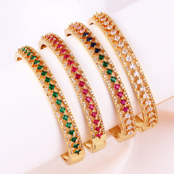 Circle Zircon Diamond Inlay Bangles