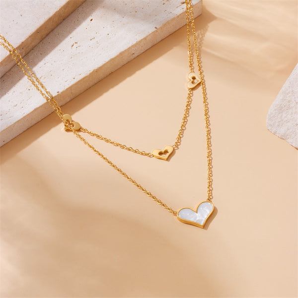 Fashion Heart Heart Stainless Steel Electroplating Necklaces