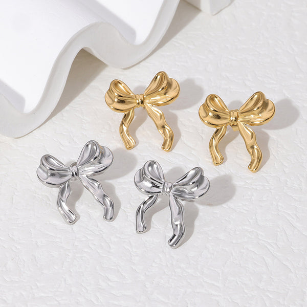 Minimalist Bowknot Bowknot Stainless Steel Electroplating Stud Earrings