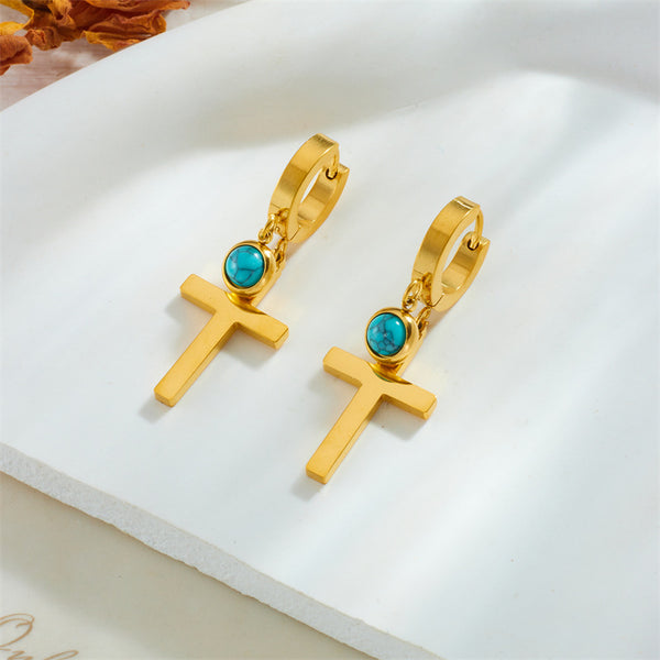 Fashion Cross Titanium Steel Electroplating Earrings