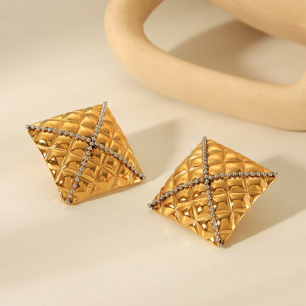 IG Style Quadrilateral Geometric Stainless Steel Electroplating Earrings