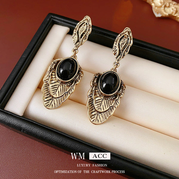 Medieval Leaf Geometric Leaf Alloy Electroplating Earrings