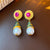 Mid-century Modern Droplet Droplet Artificial Pearl Inlay Earrings