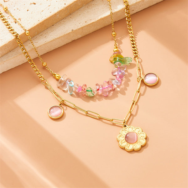 Fashion Irregular Flower Stainless Steel Electroplating Necklaces