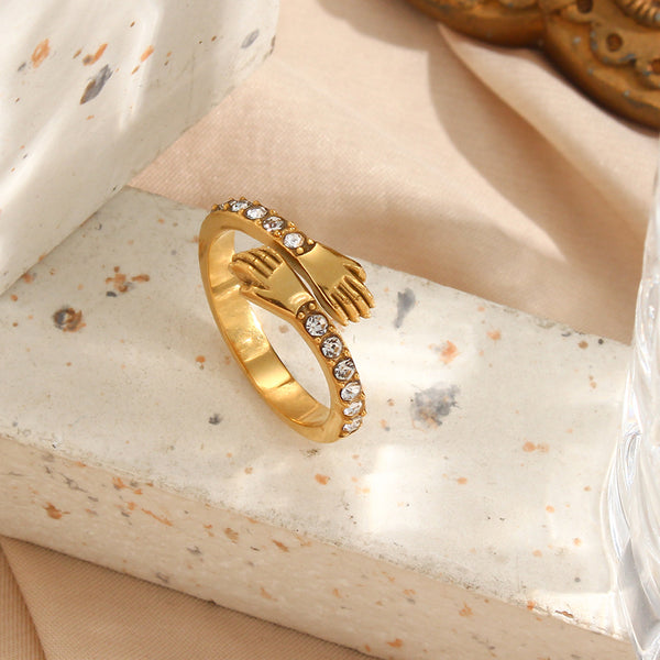 Minimalist Women Circle Geometric Stainless Steel 18K Gold Plated Rings