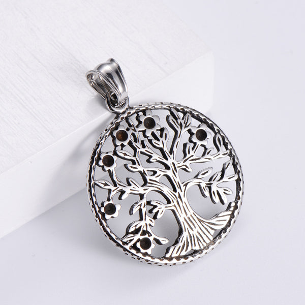 Unisex Metal Retro Vintage Stainless Steel Diamond Inlay Pendants