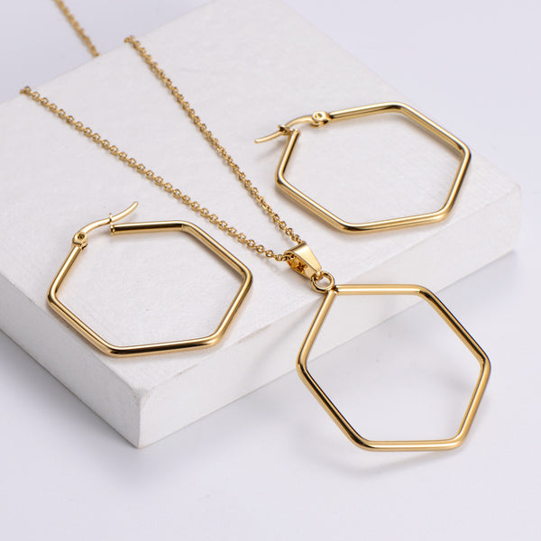 Natural Women Geometric Metal Doll Stainless Steel Electroplating Pendants