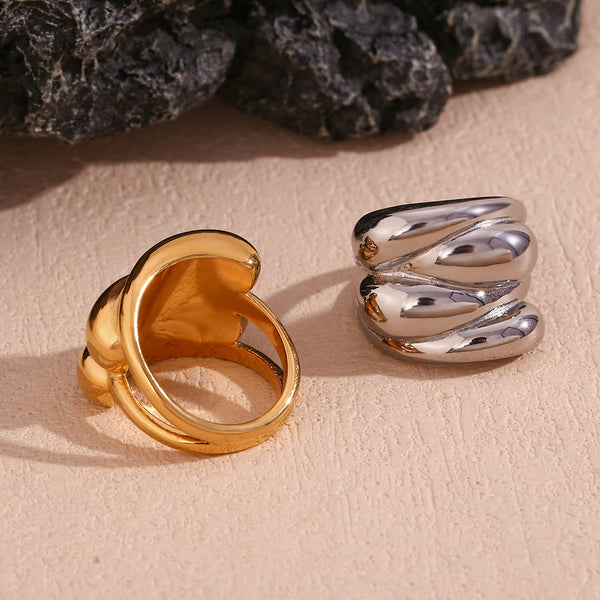 Fashion Creative Circle Geometric Stainless Steel 18K Gold Plated Rings