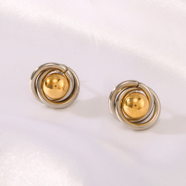 IG Style Circle Sphere Geometric Stainless Steel Electroplating Earrings