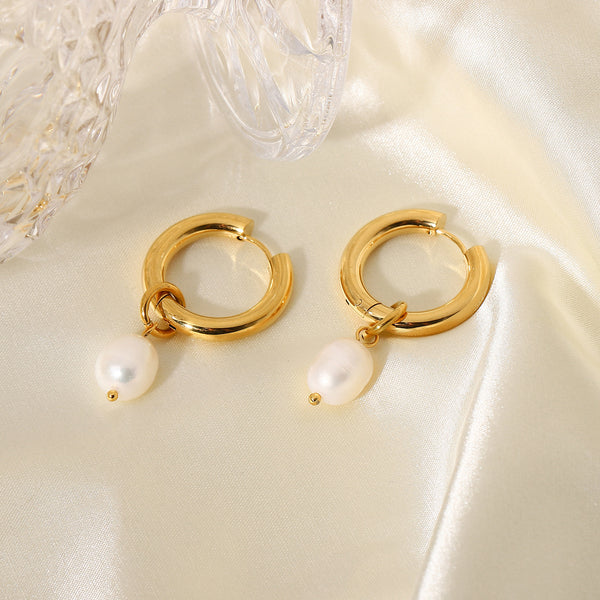 IG Style Circle Stainless Steel 18K Gold Plated Earrings