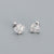 925 Sterling Silver Quadrilateral Geometric Silver Diamond Inlay Stud Earrings