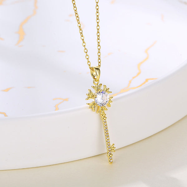 Women Minimalist Geometric Metal Key Stainless Steel Electroplating Necklaces