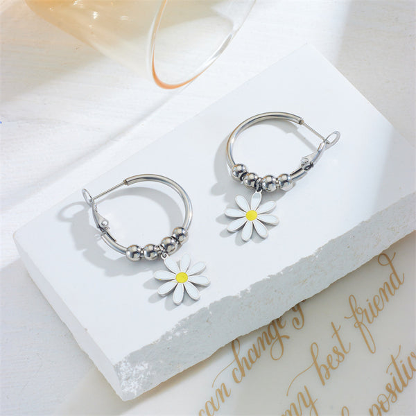 Fashion Flower Titanium Steel Electroplating Earrings