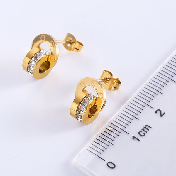 Korean Circle U-Shape Stainless Steel Electroplating Stud Earrings