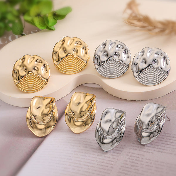 Irregular Geometric Copper Electroplating Stud Earrings