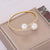 Women Natural Pearl Circle Alloy Electroplating Bracelets