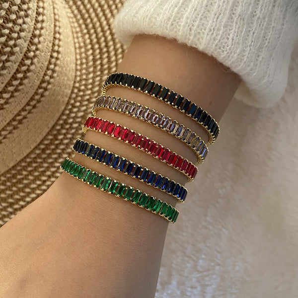 Women Fashion Geometric Brass Zircon Inlay Bracelets