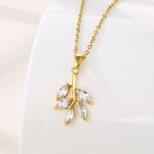 Women Minimalist Geometric Metal Leaf Stainless Steel Electroplating Necklaces