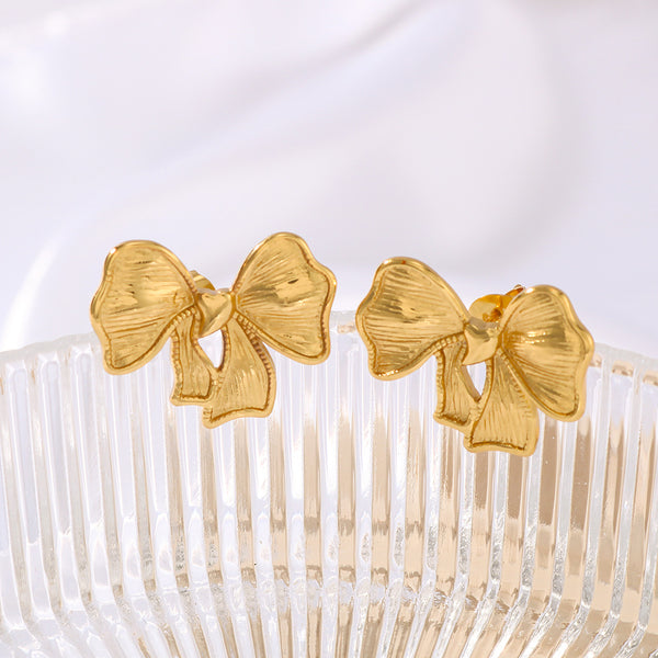 IG Style Bowknot Geometric Stainless Steel Electroplating Earrings