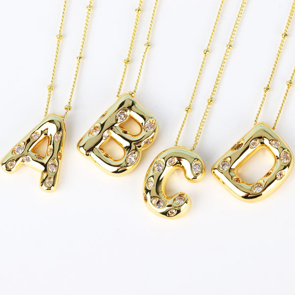 Unisex Letter Zircon Electroplating Necklaces