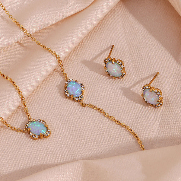 Fashion Petal Titanium Steel 18K Gold Plated Jewelry Sets