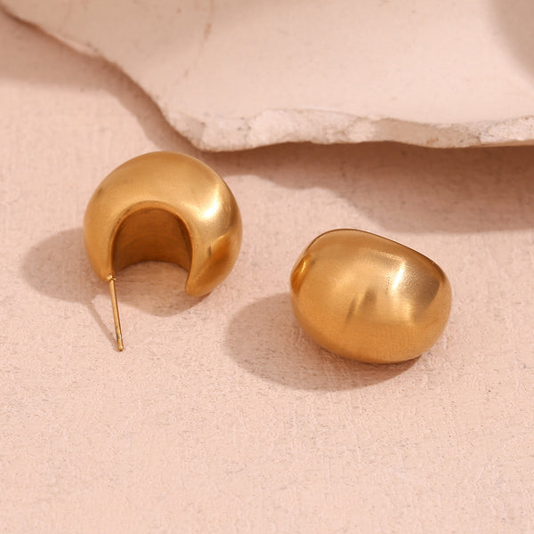 Fashion Circle Geometric Stainless Steel 18K Gold Plated Stud Earrings