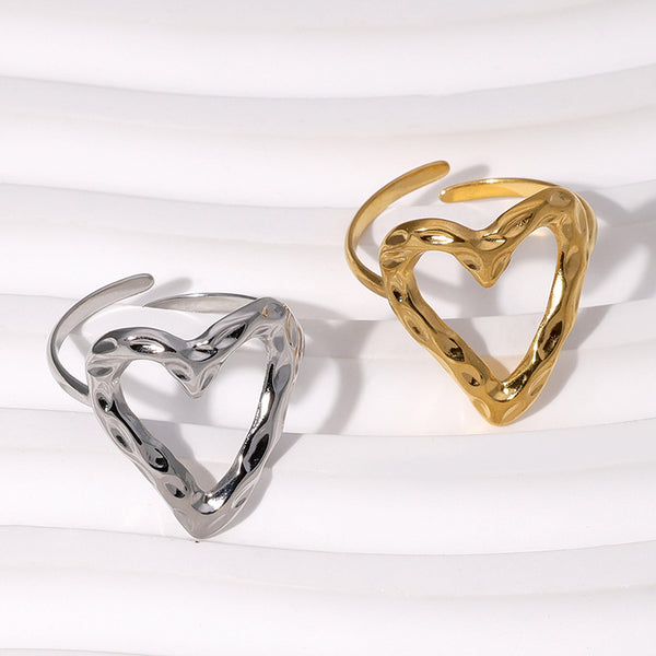 Cute Heart Stainless Steel Electroplating Rings