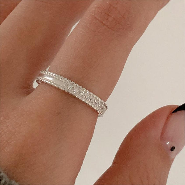 925 Sterling Silver Women Korean Chamfered Cube Geometric Silver Electroplating Rings