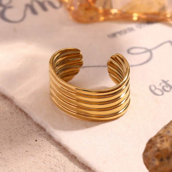 Minimalist Fashion Circle Geometric Stainless Steel 18K Gold Plated Rings