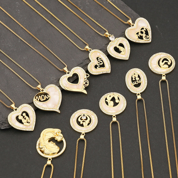 Fashion Heart Copper Diamond Inlay Pendants