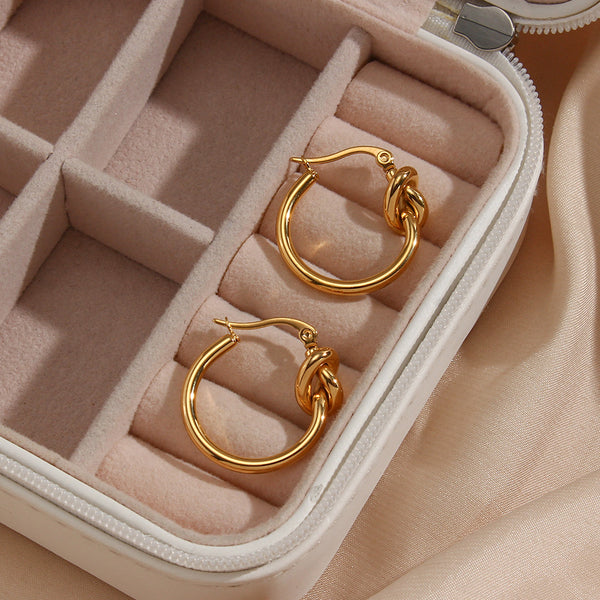 Fashion Round Geometric Stainless Steel 18K Gold Plated Earrings