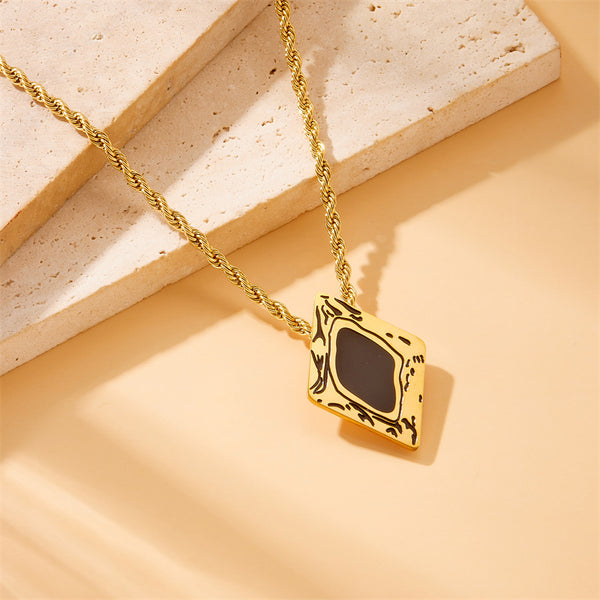 Fashion Square Geometric Stainless Steel Electroplating Necklaces