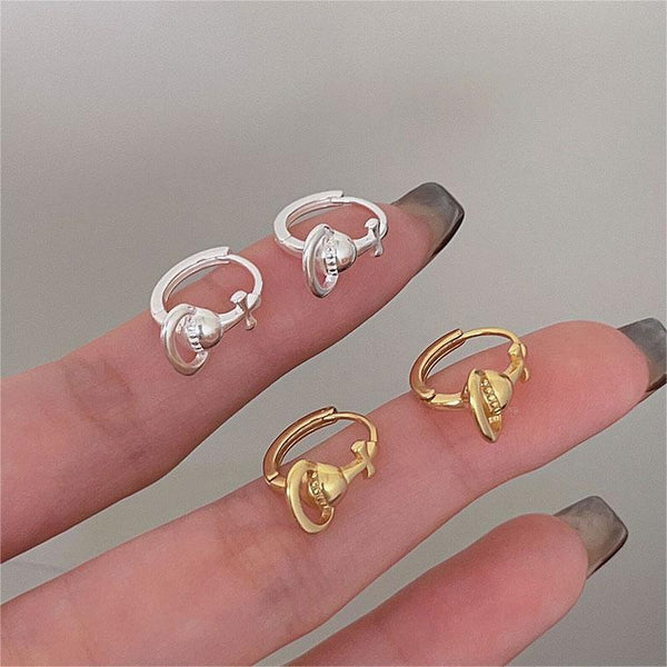 925 Sterling Silver Korean Chamfered Cube Text Letter Number Silver Electroplating Stud Earrings