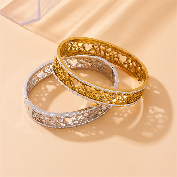 Minimalist Heart Stainless Steel Electroplating Bangles