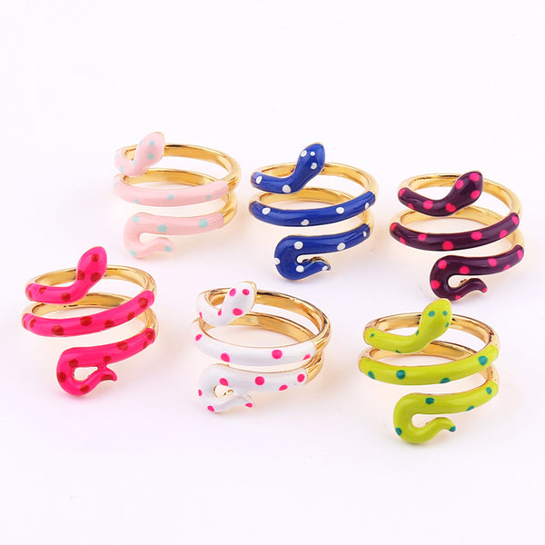 IG Style Unisex Snake Chinese Zodiac Animal Copper Oil Dripping Rings